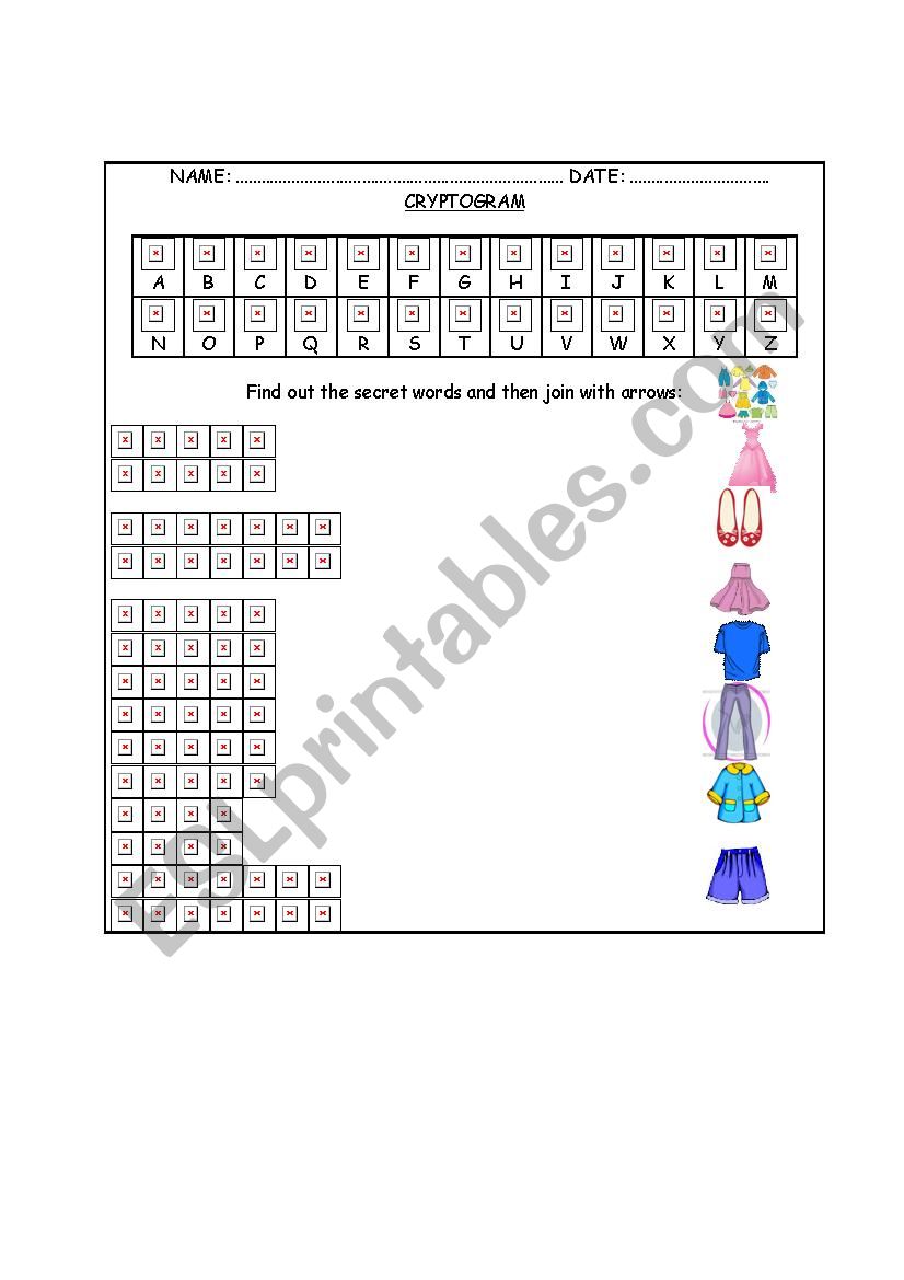 CLOTHES worksheet