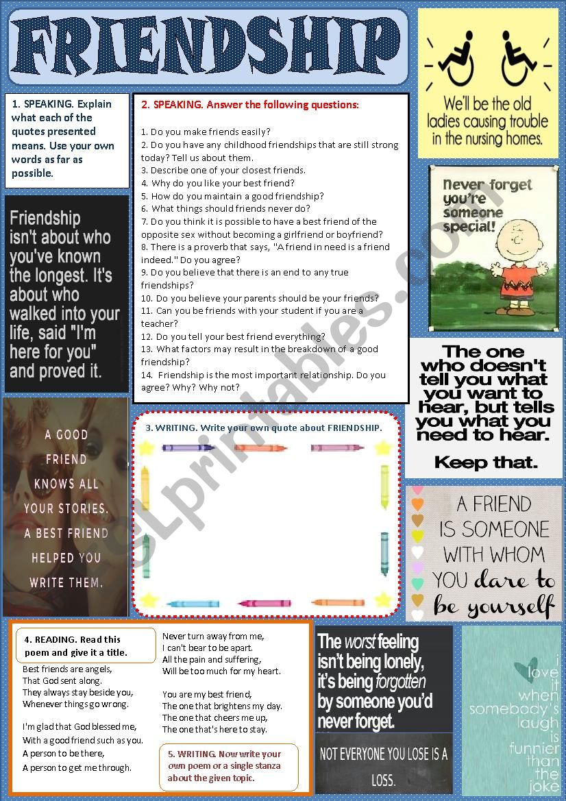 Friendship worksheet