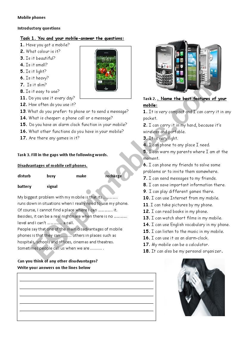 Mobile Phones worksheet