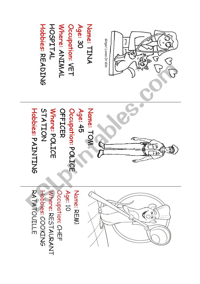 Jobs factfiles worksheet