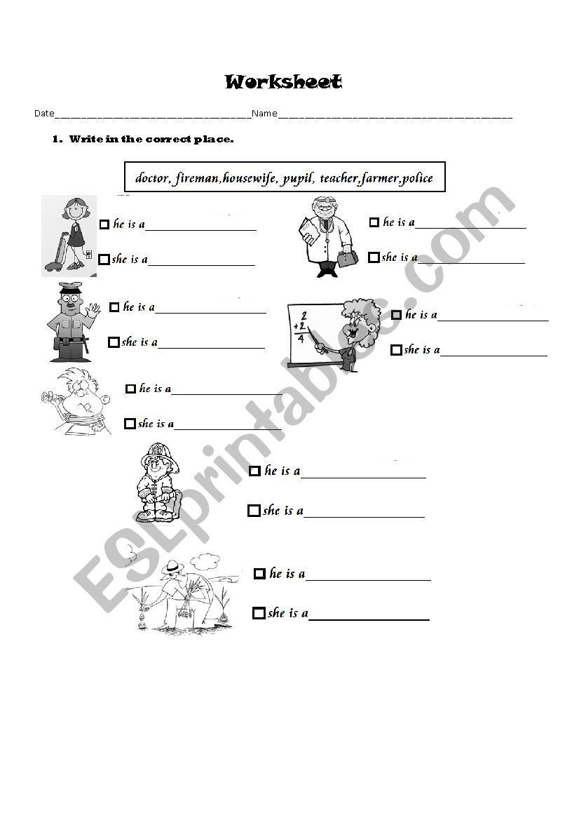 jobs worksheet