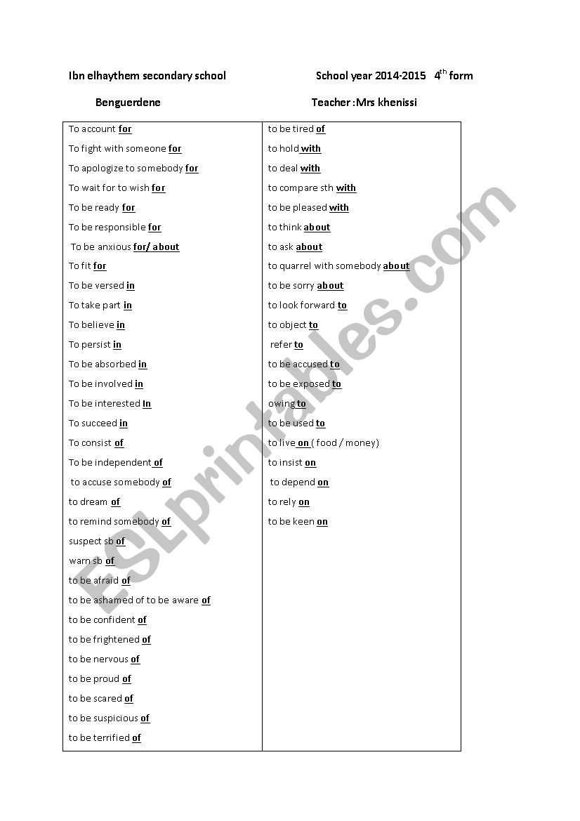 prepositions worksheet