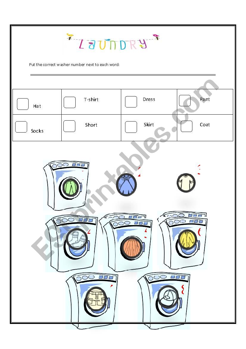 clothes worksheet