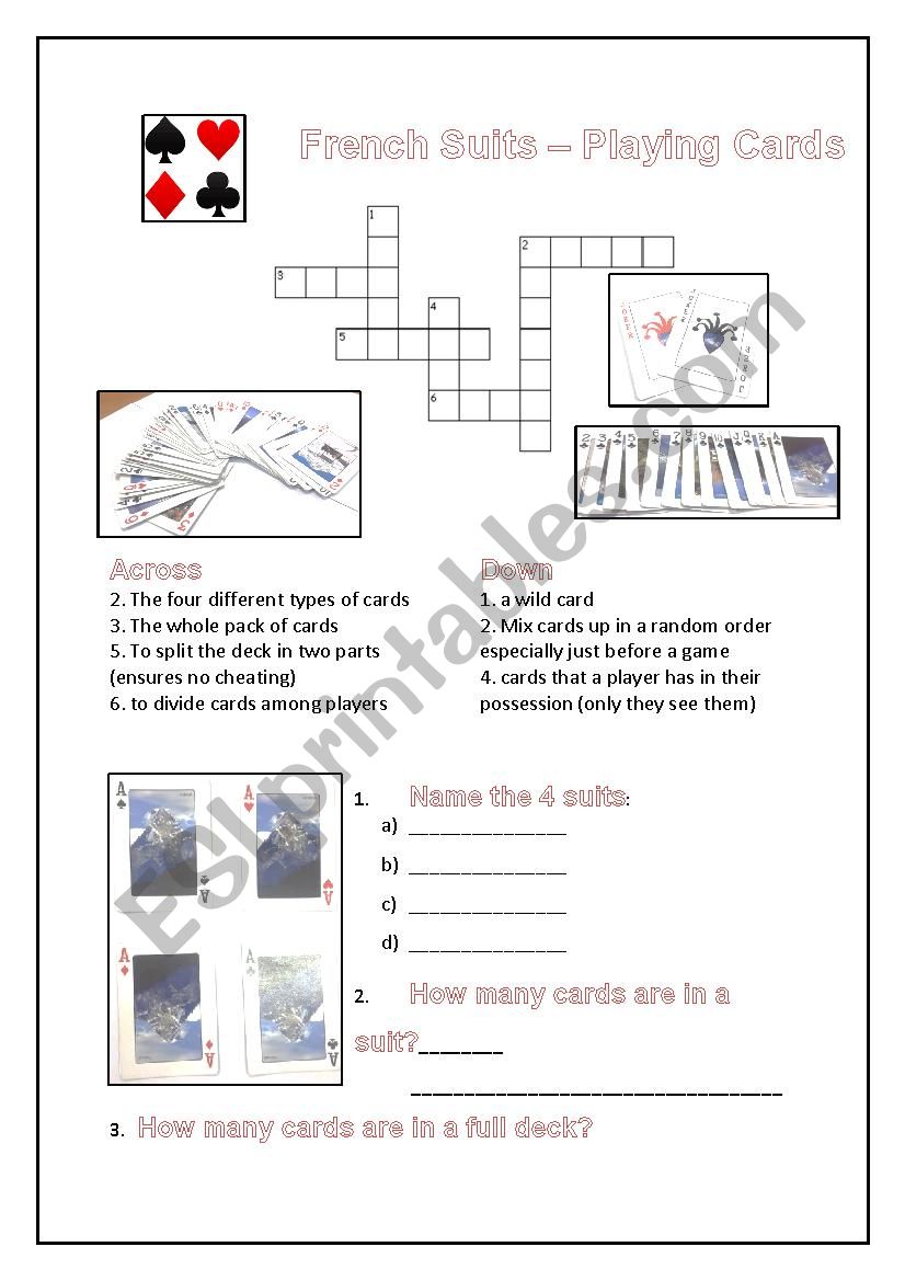 Playing cards - French suits - introduction