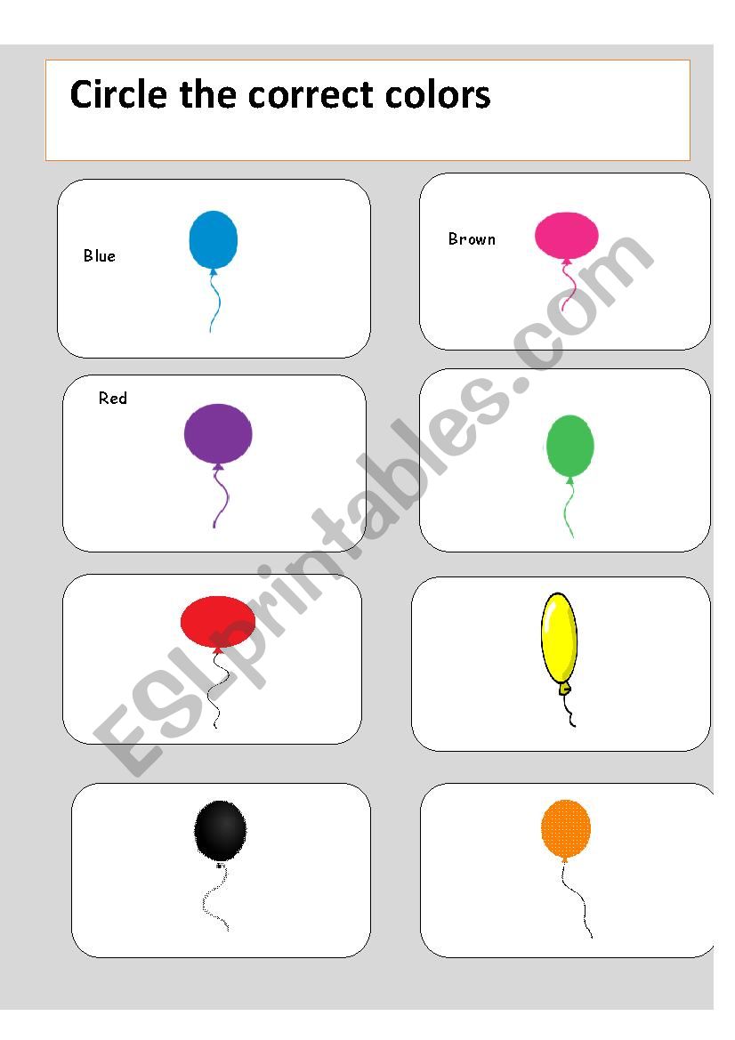 colors  worksheet