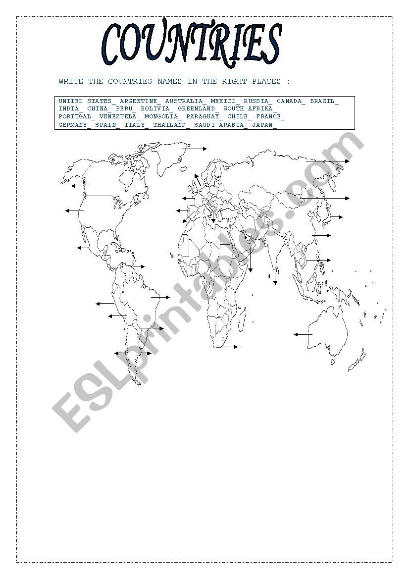 COUNTRIES, WRITE THE COUNTRIES NAMES.