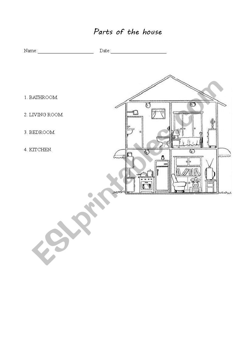 parts of the house worksheet