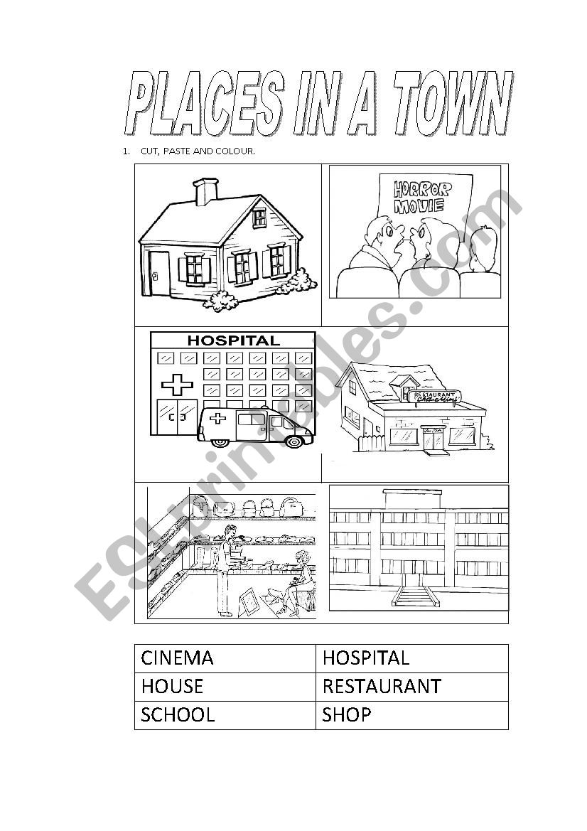 places in a town worksheet