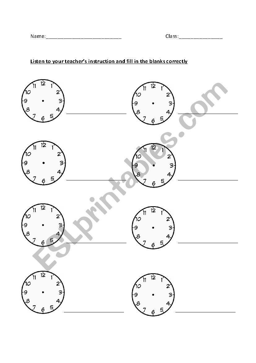 clock worksheet