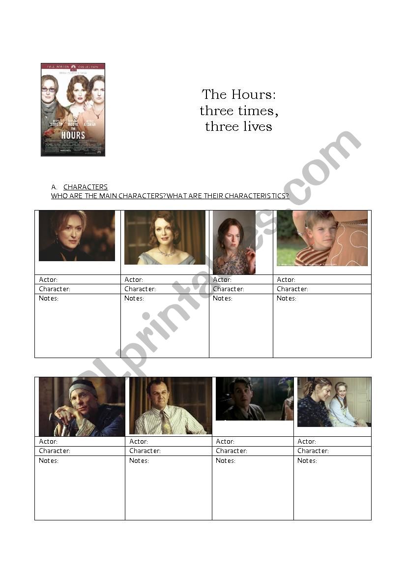 The Hours movie worksheet