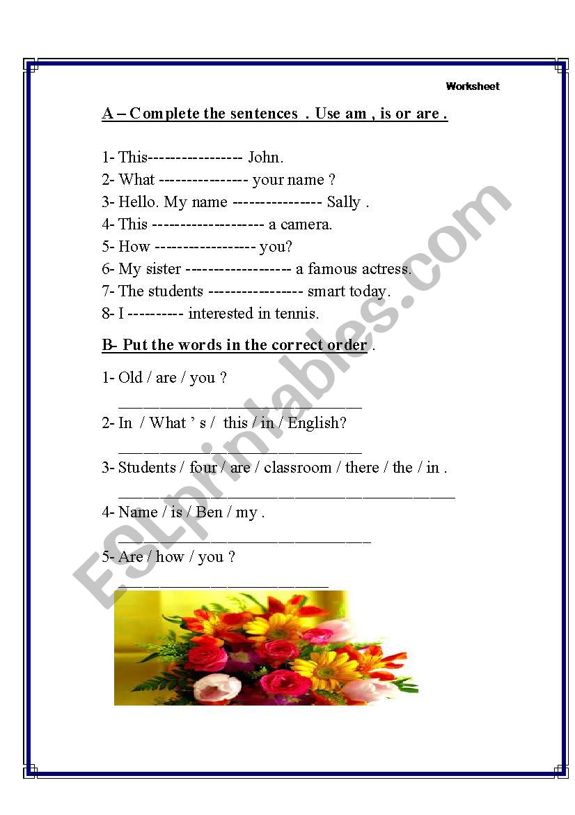 verb to be  worksheet