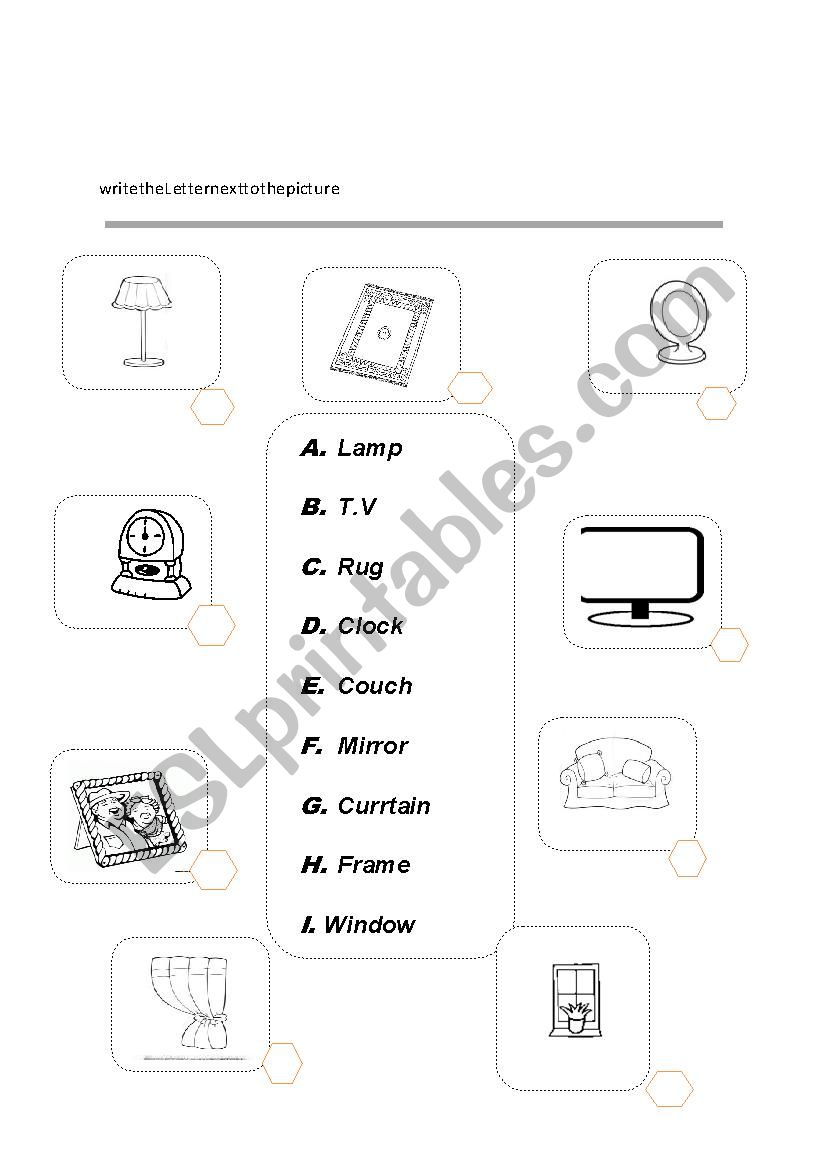 In the living room  worksheet