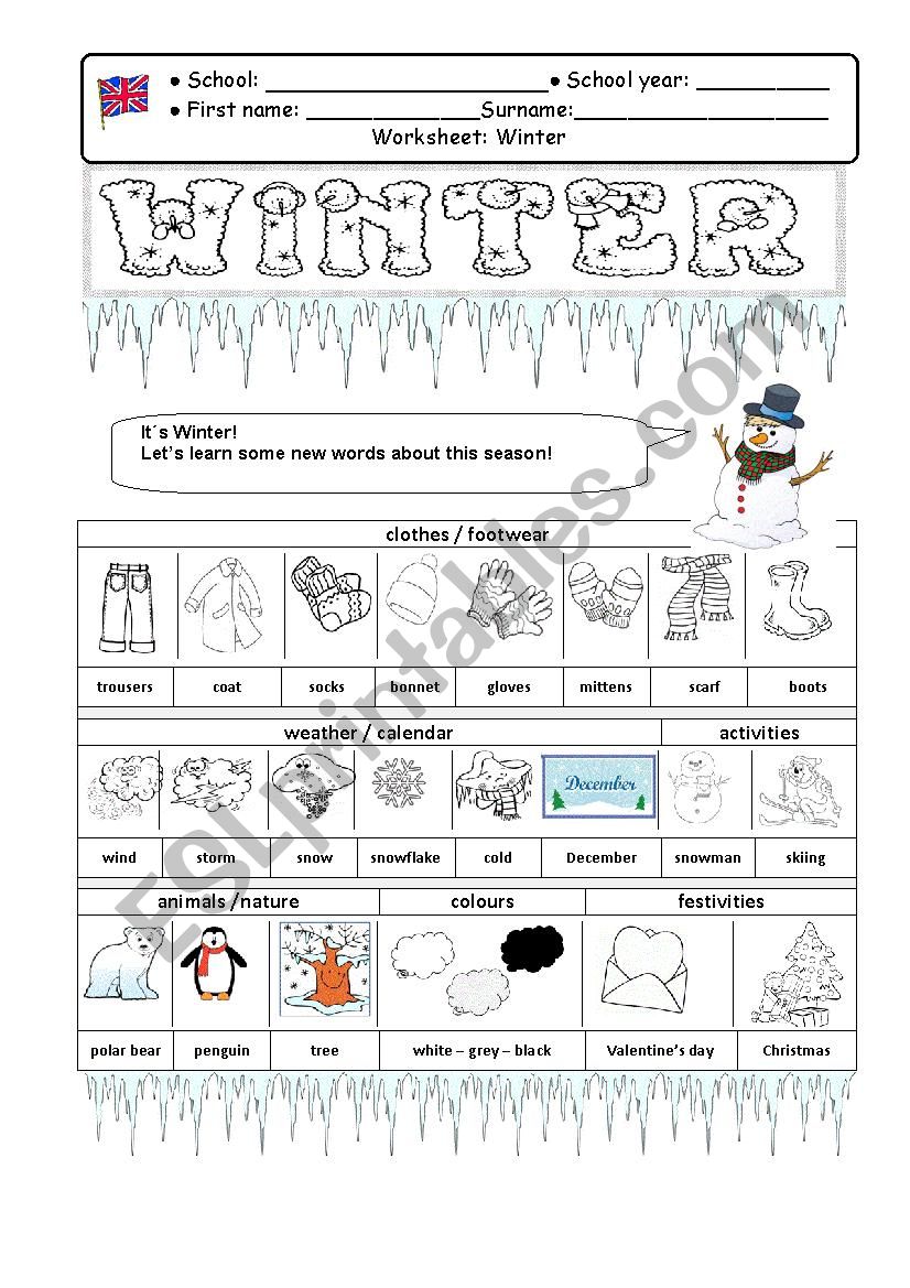 winter worksheet