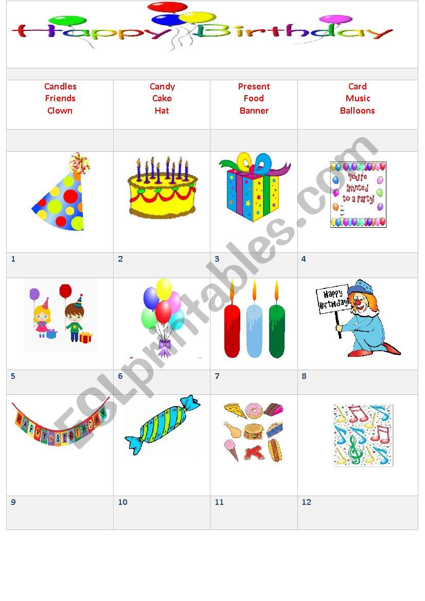 Its my birthday worksheet