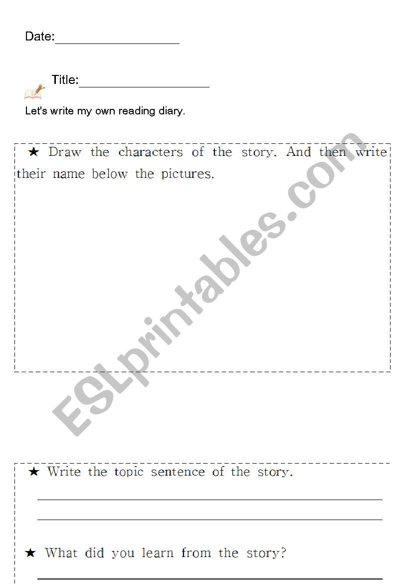 my reading diary worksheet