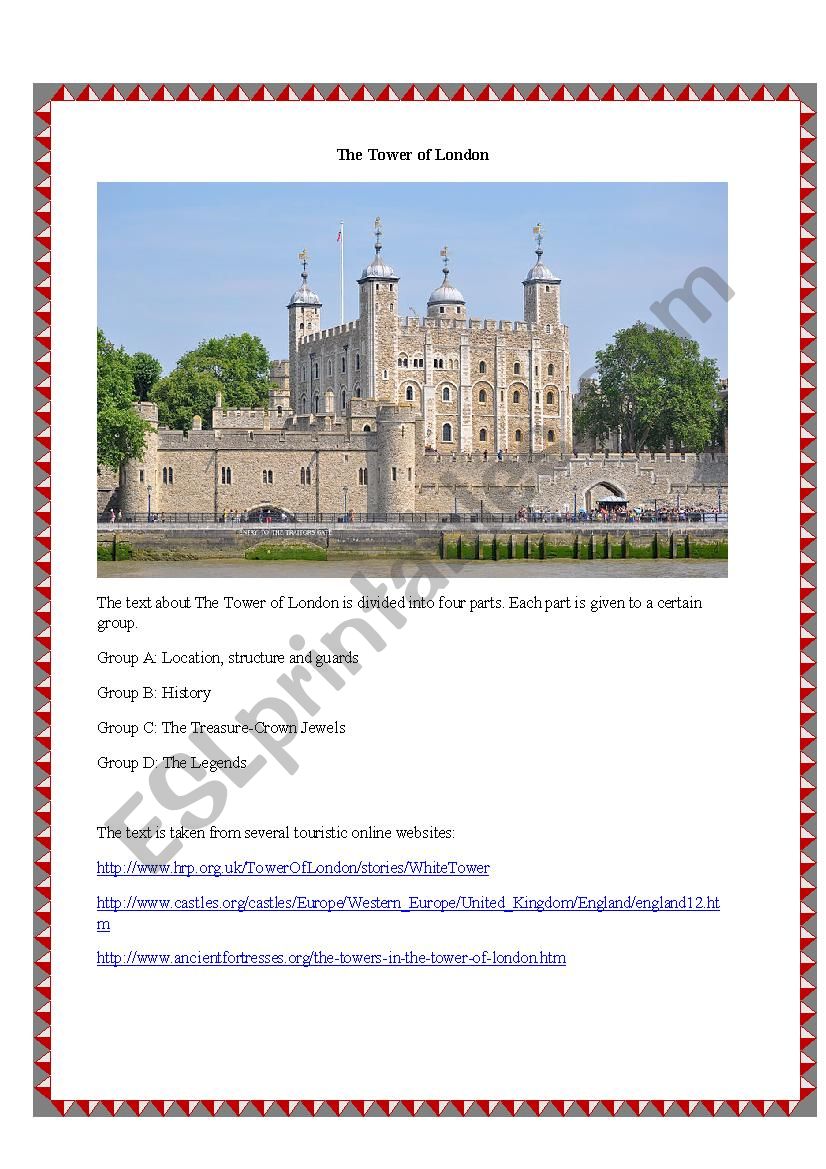 The Tower of London worksheet