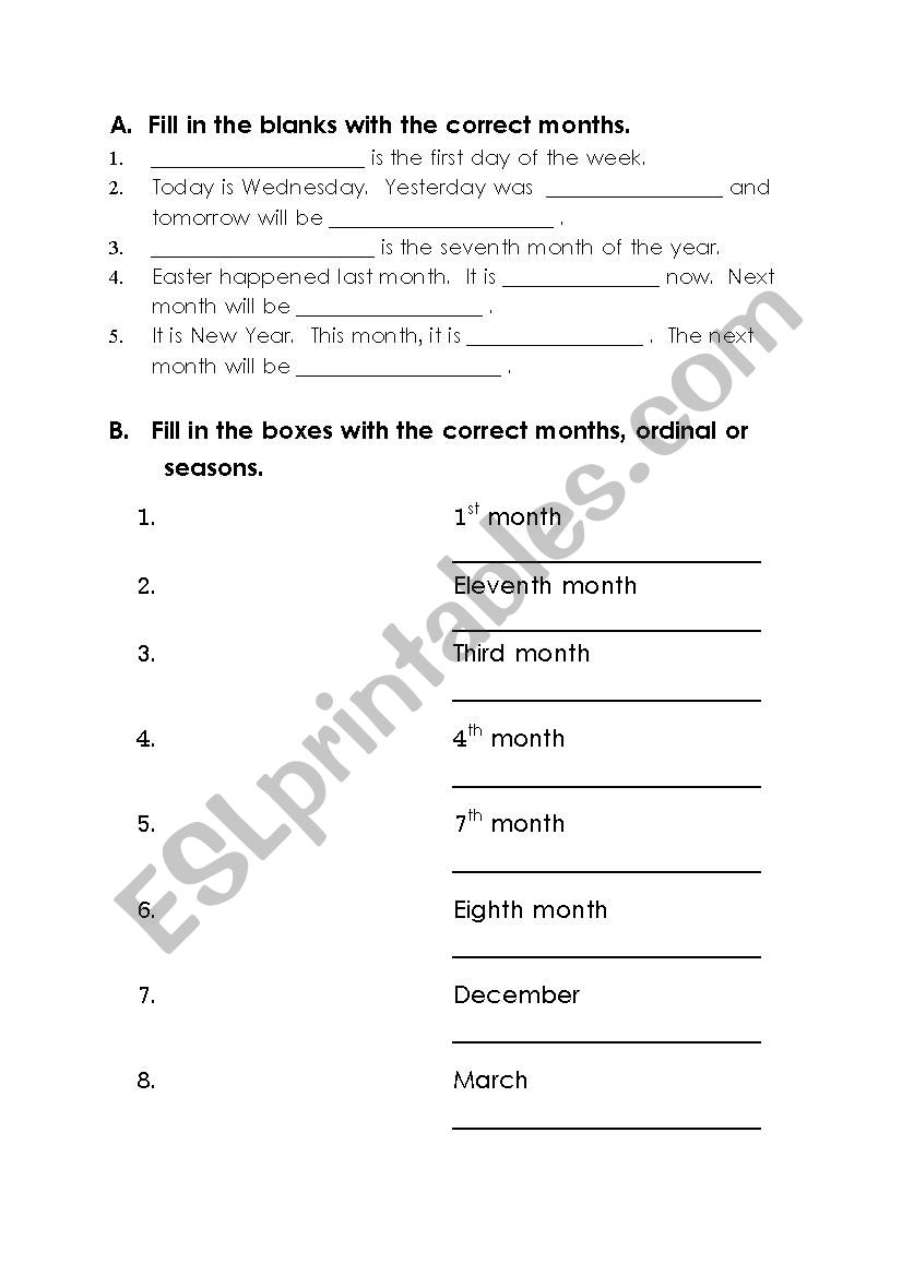 Days/Months, Articles & Punctuations