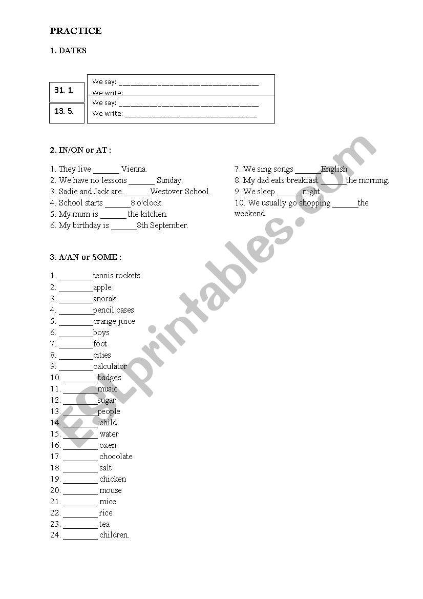 PRACTICE worksheet