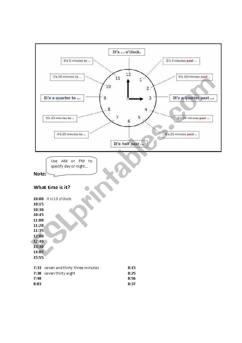 The clock... practice telling the time