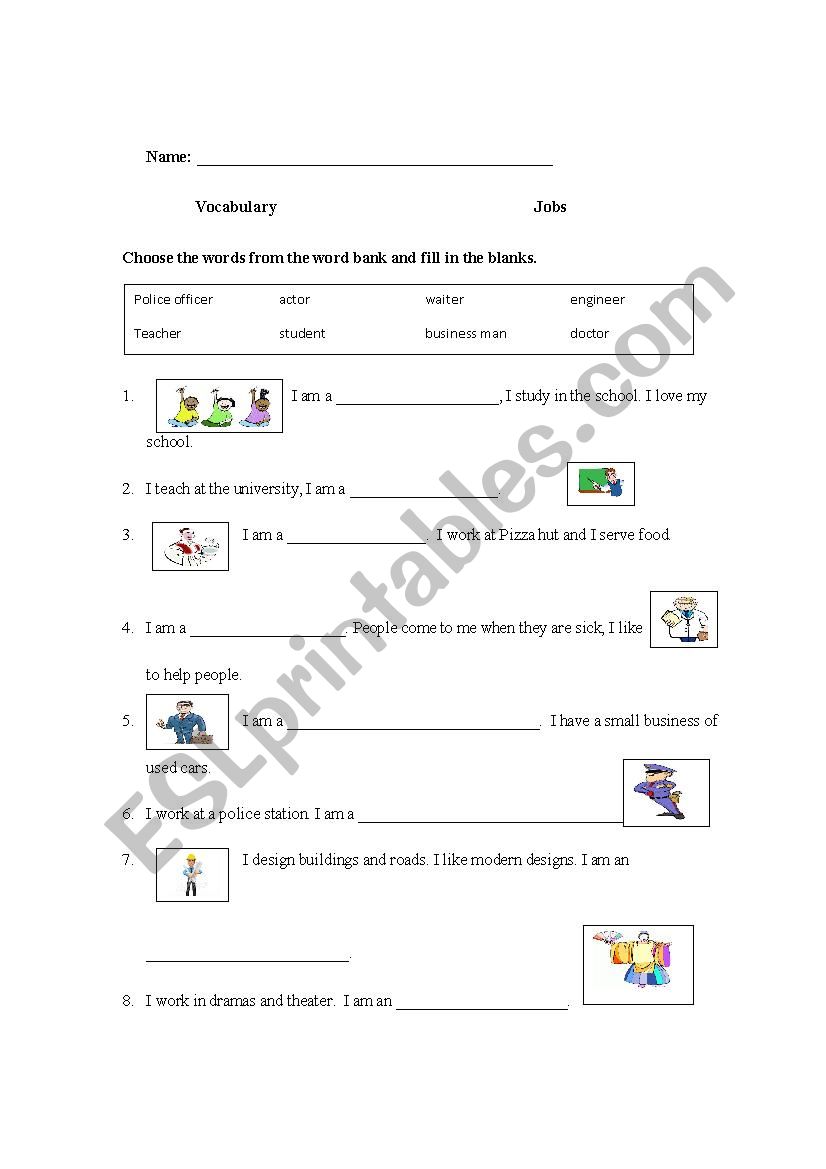 Jobs  worksheet