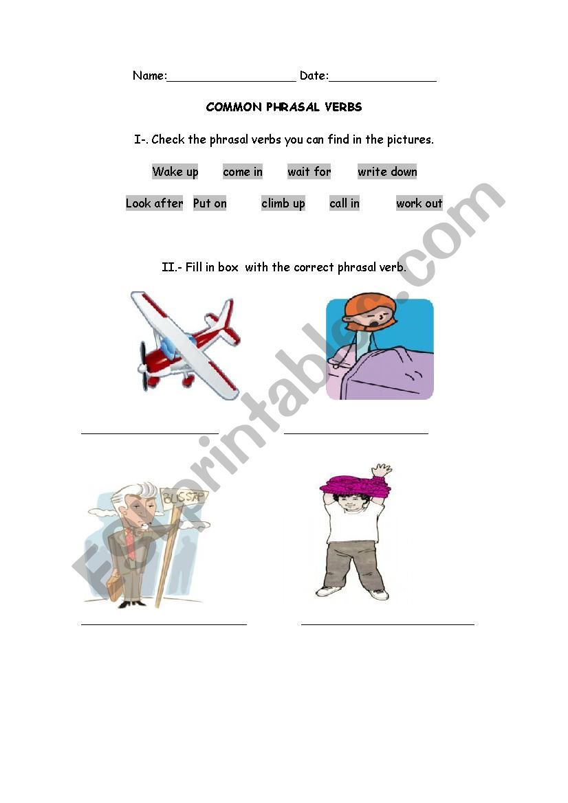 Phrasal verbs worksheet
