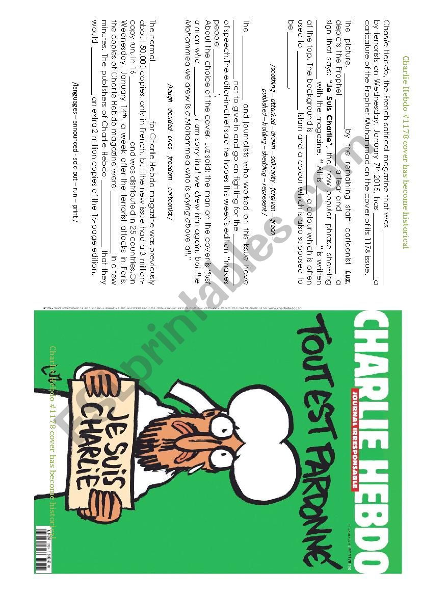 Charlie Hebdo cover worksheet