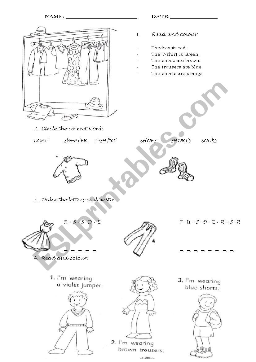 CLOTHES worksheet