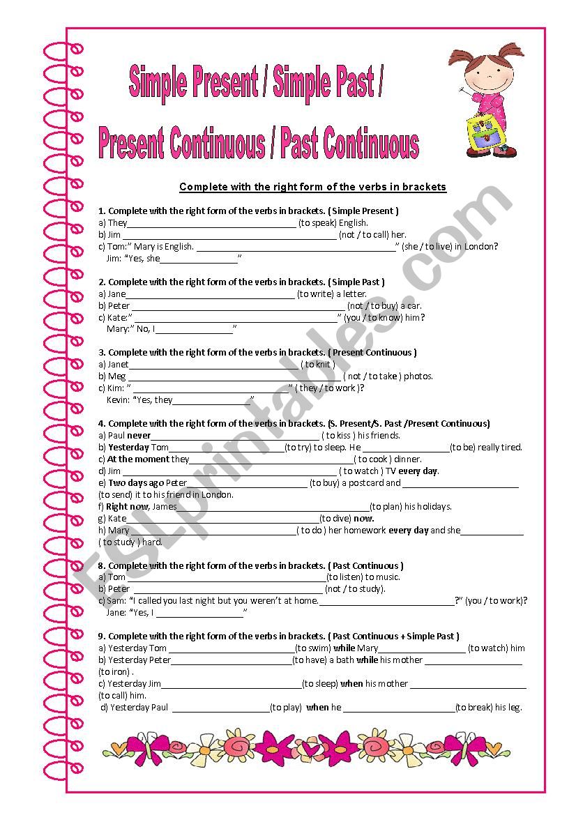 Verb Tenses - exercises worksheet