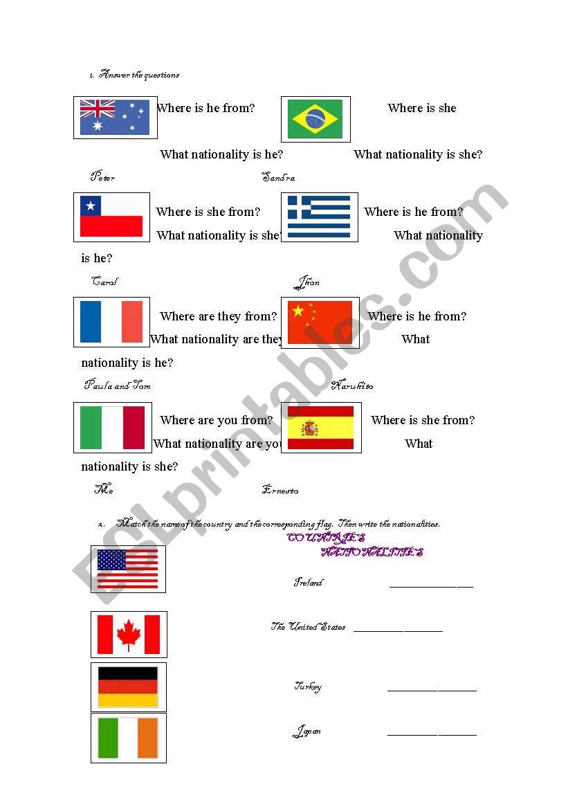 Countries and Nationalities 1 worksheet