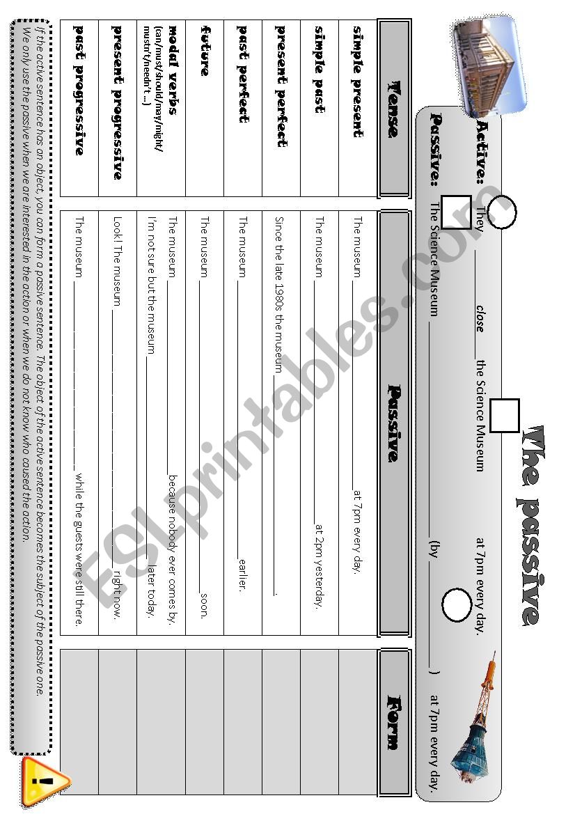 The passive voice - rules  worksheet