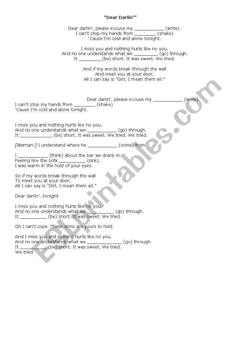 Song  worksheet