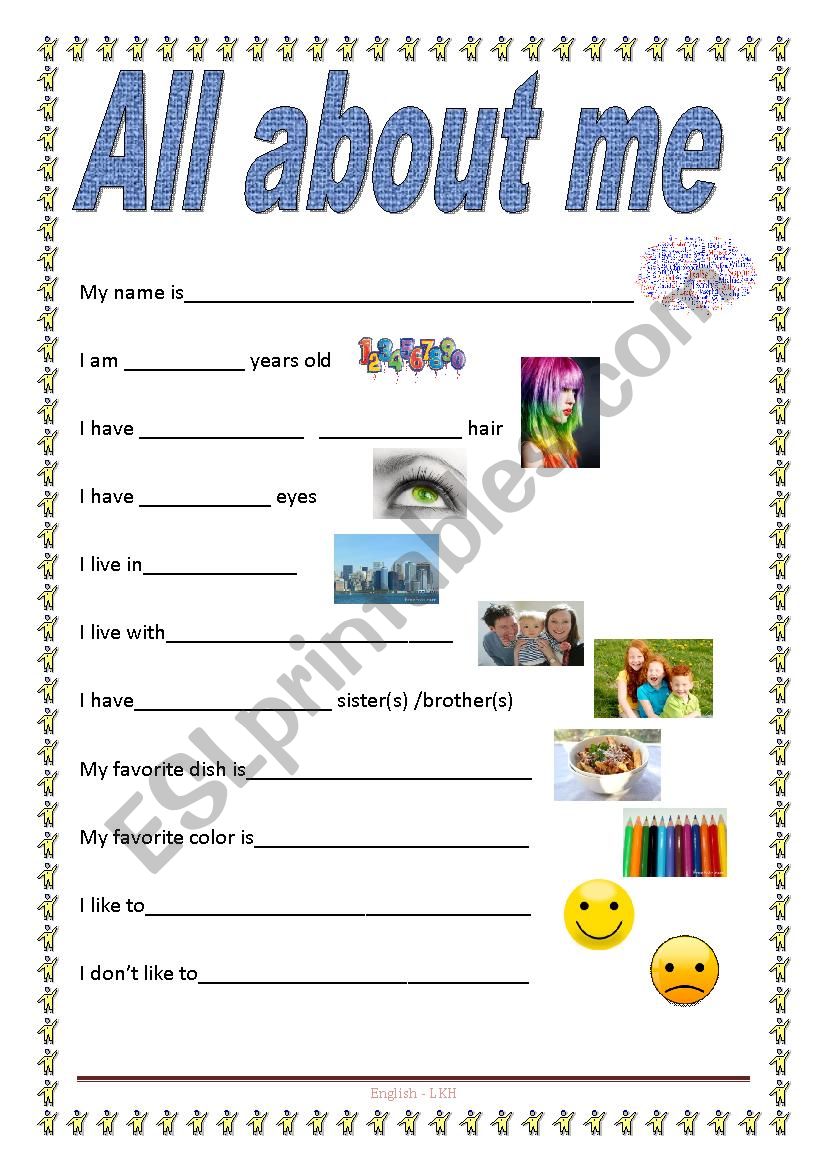 All about me worksheet