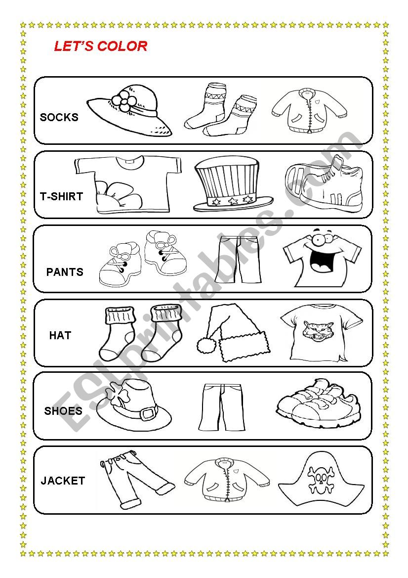 clothes worksheet