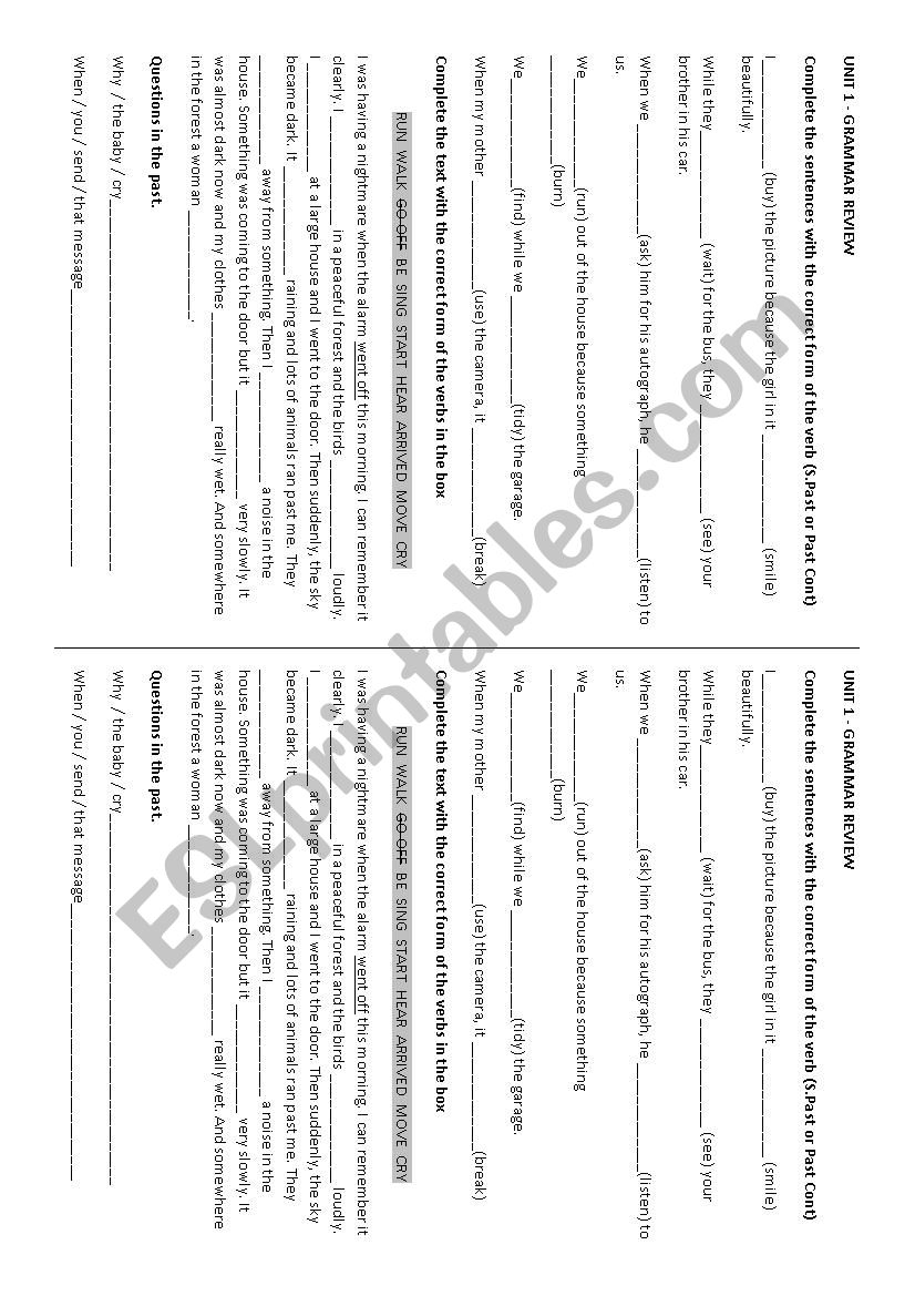 Simple past and Past Continuous