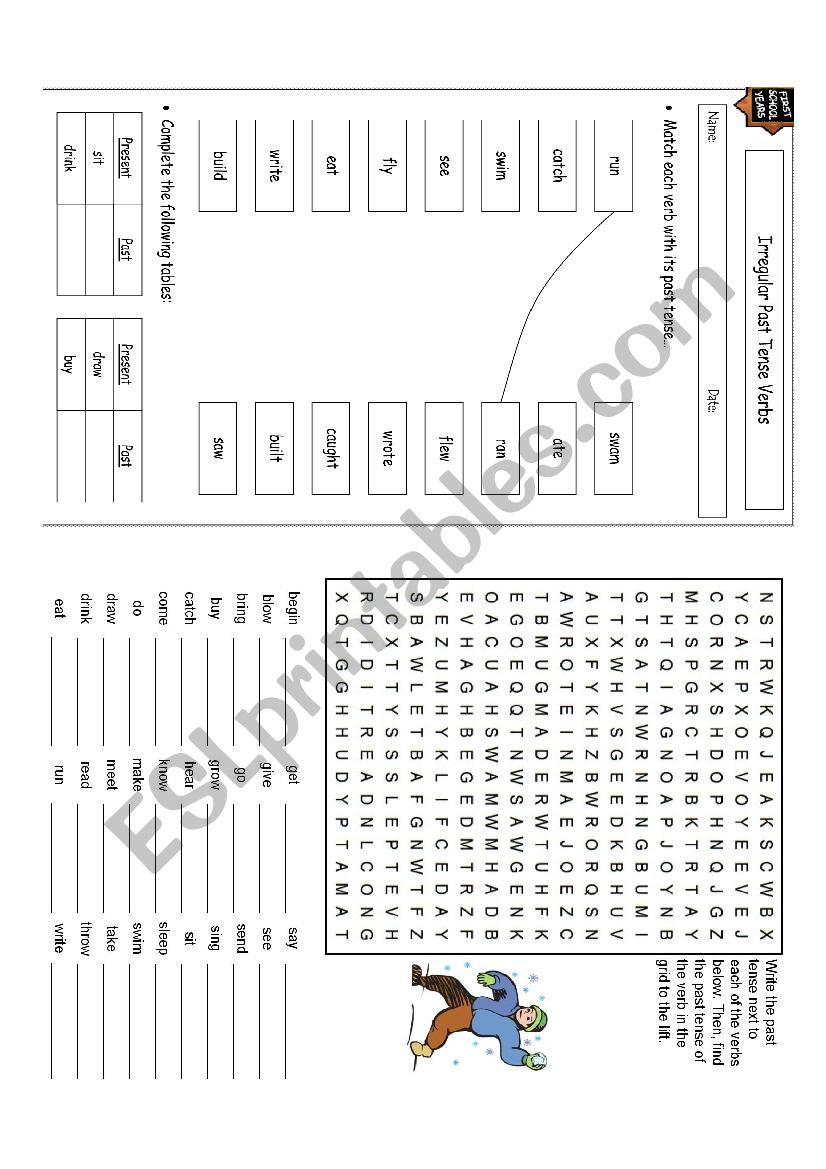 irregular past verbs worksheet