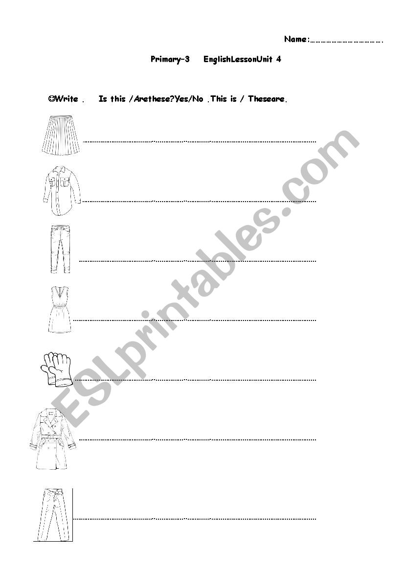 clothes  worksheet