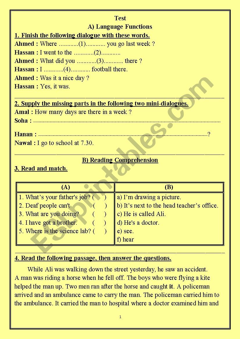 Test worksheet