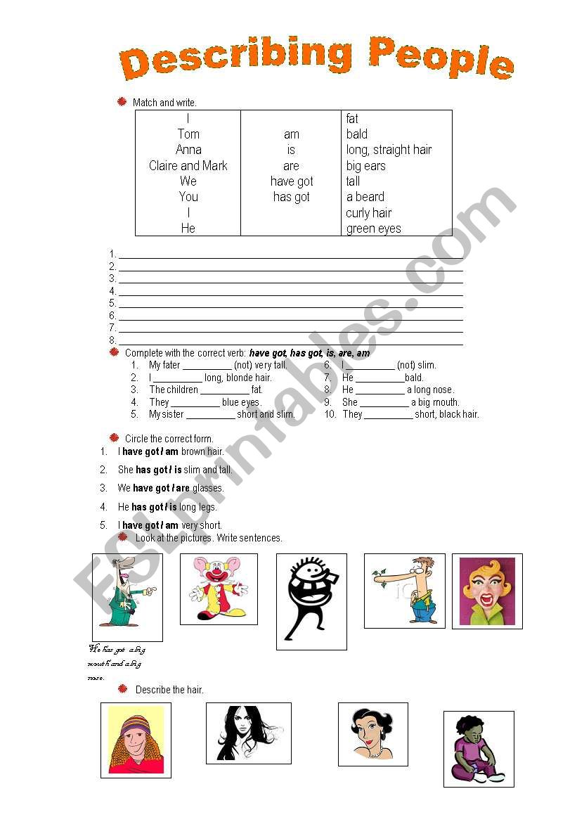 Describing People worksheet