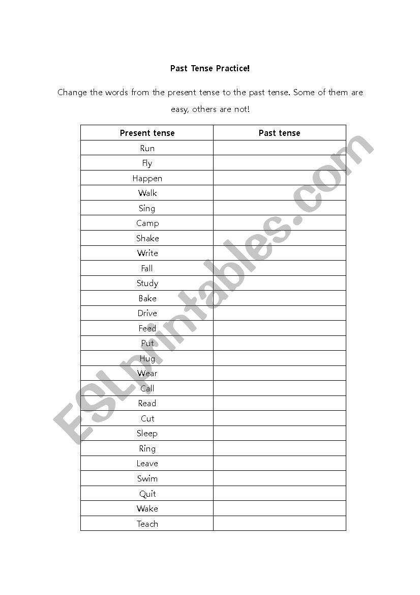 Past Tense  worksheet