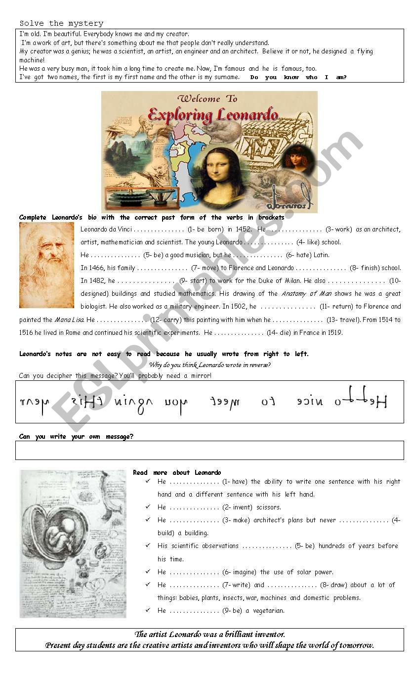 Exploring Leonardo worksheet