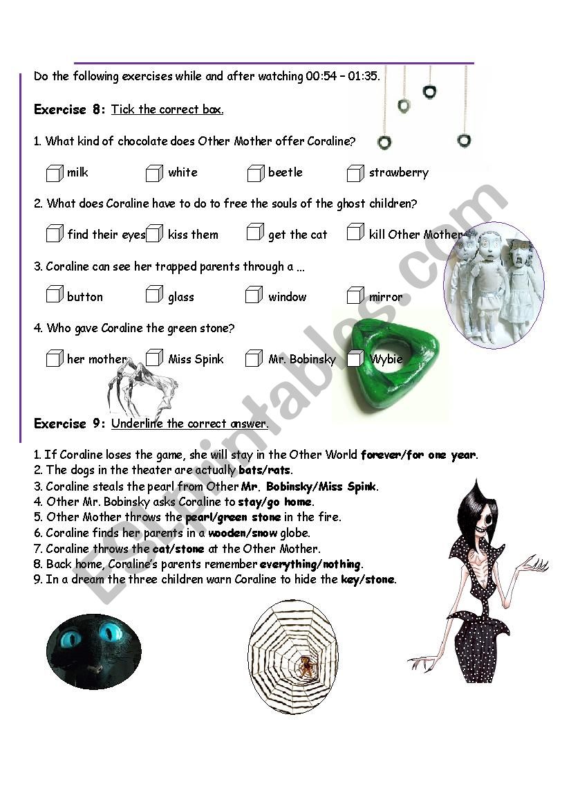 Coraline 2/3 worksheet