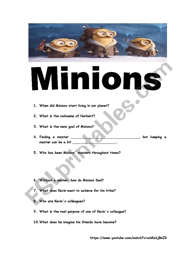 Minions worksheet
