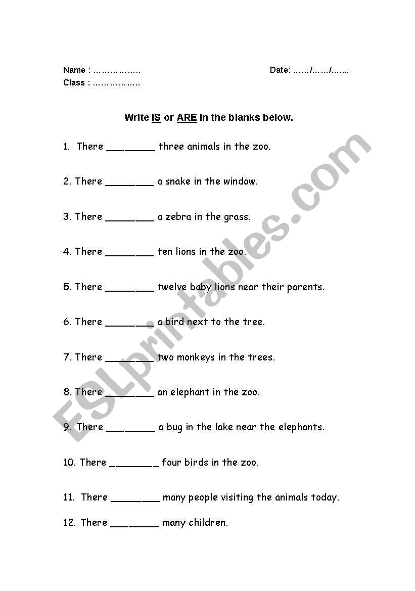 There is /  There are worksheet