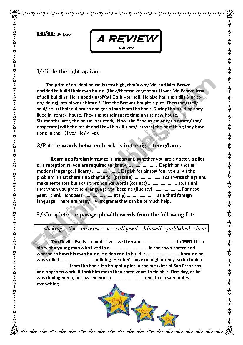  a review worksheet