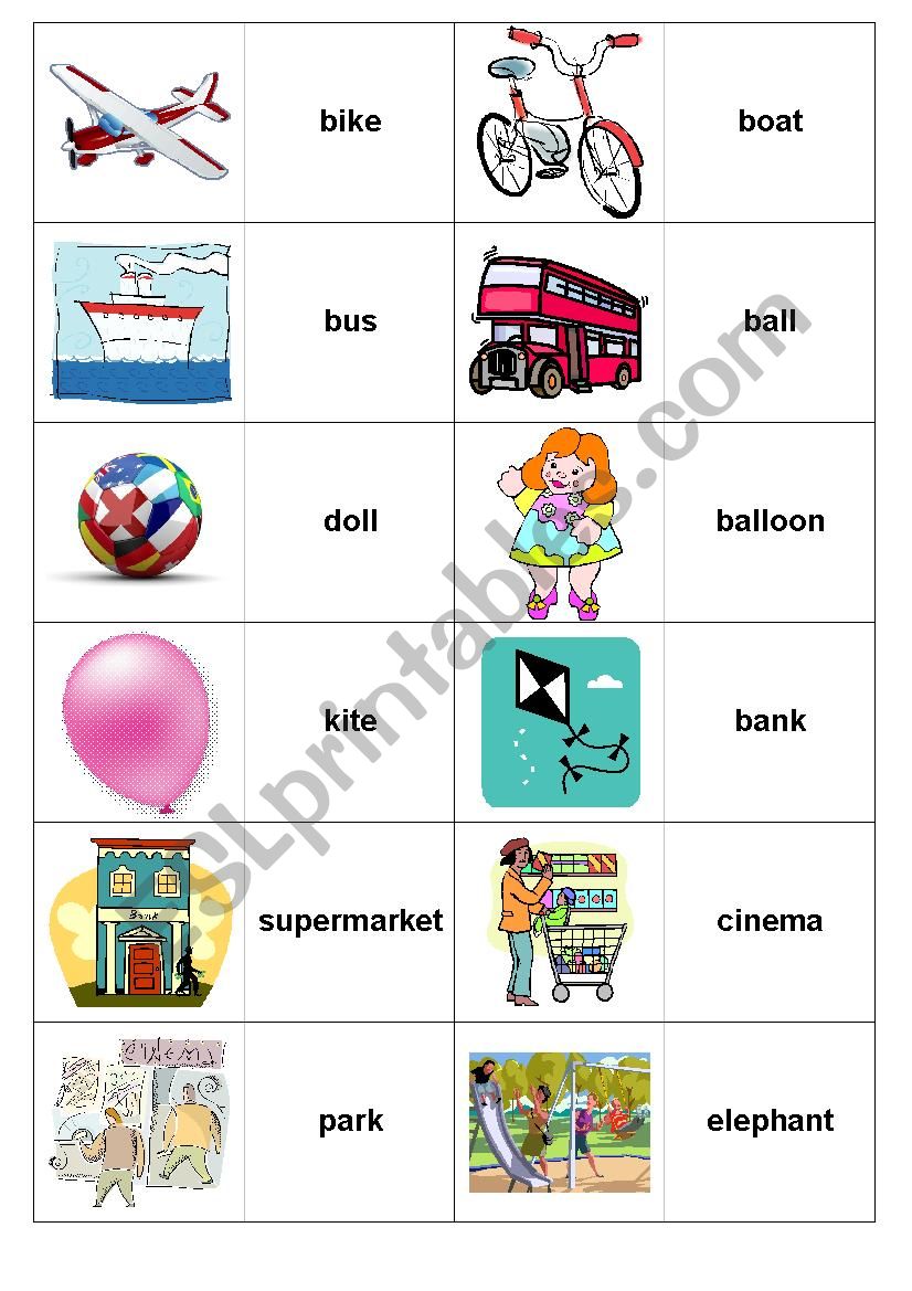 Starters Level Vocab Dominos worksheet