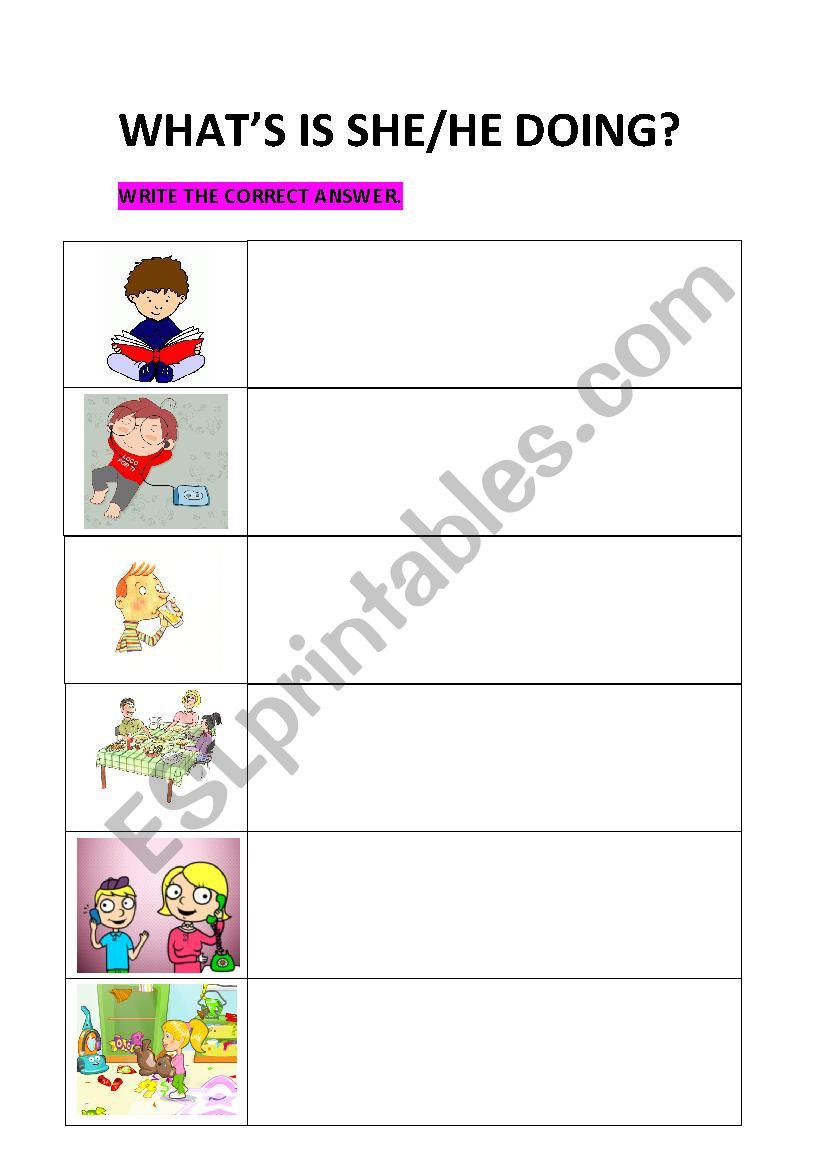 whats she/he doing? worksheet