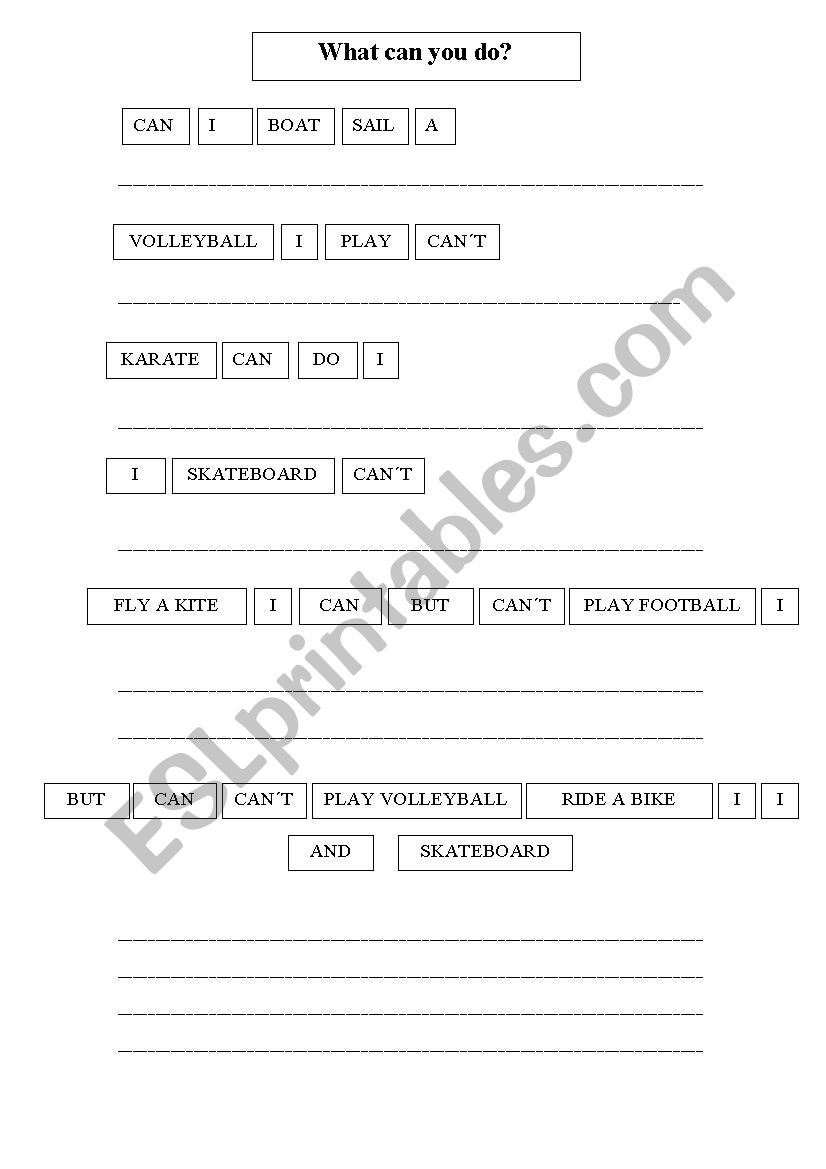 What can you do? worksheet
