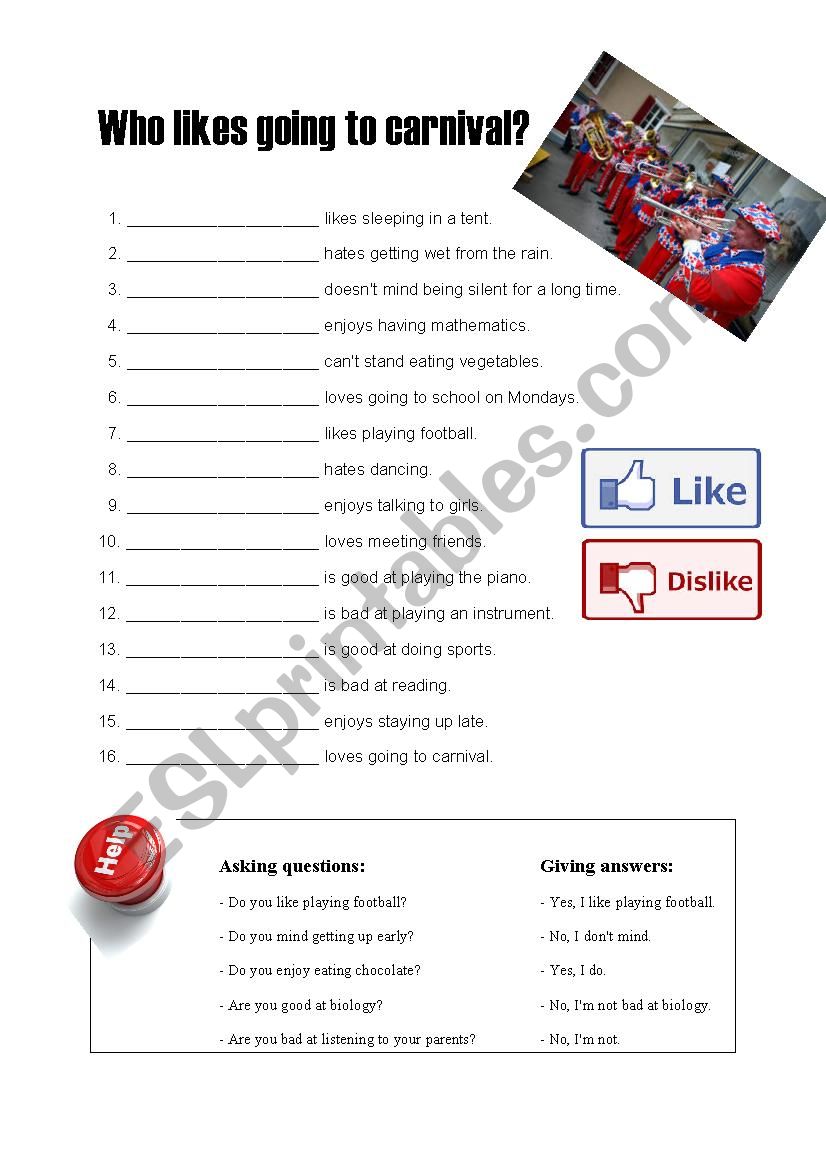 Speaking activity worksheet