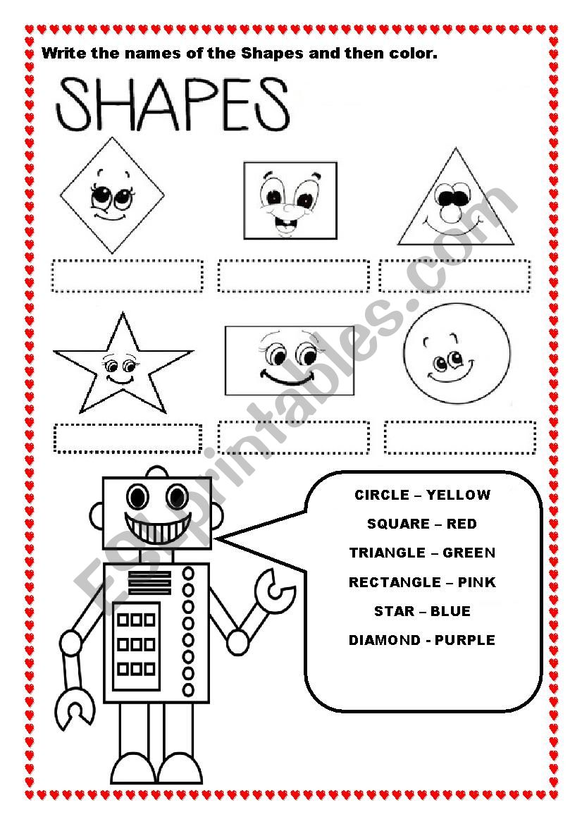 Shapes and color worksheet