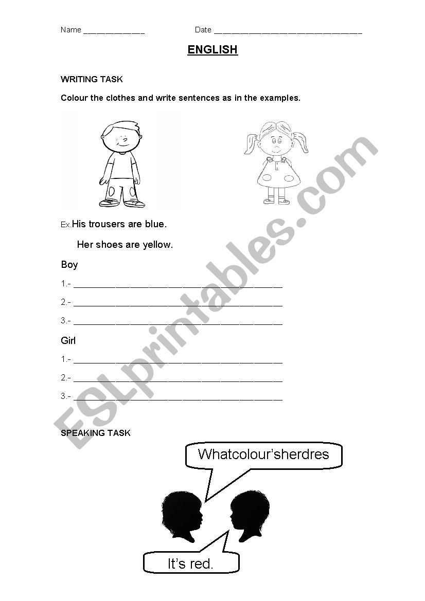 Clothes worksheet